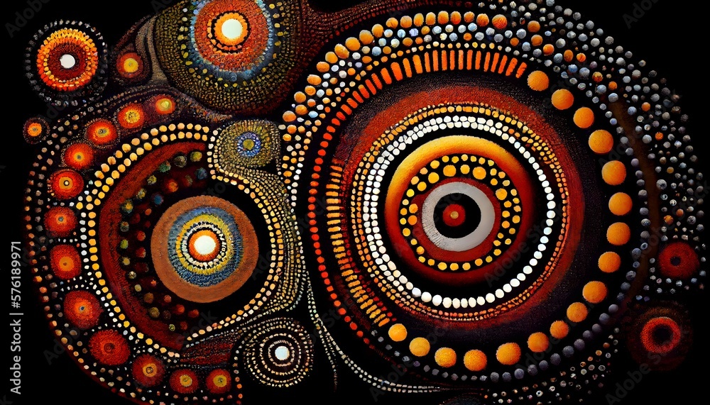 Australian art in aboriginal style, Generative AI Stock Illustration