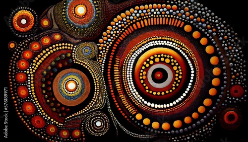 Australian art in aboriginal style, Generative AI photo