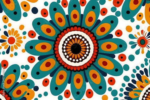 Traditional afican color flower pattern, Generative AI photo