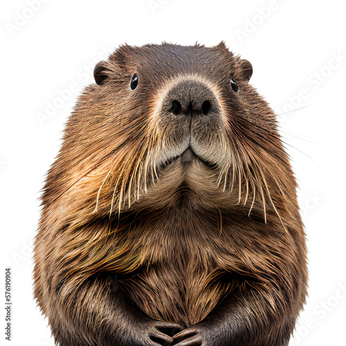 beaver face shot , isolated on transparent background cutout , generative ai photo