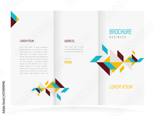 Trifold geometric abstract triangles cover design template vector