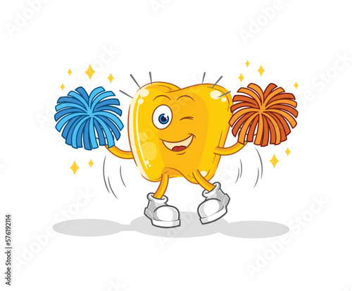gold teeth cheerleader cartoon. cartoon mascot vector