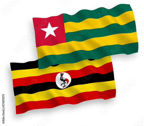 Flags of Togolese Republic and Uganda on a white background