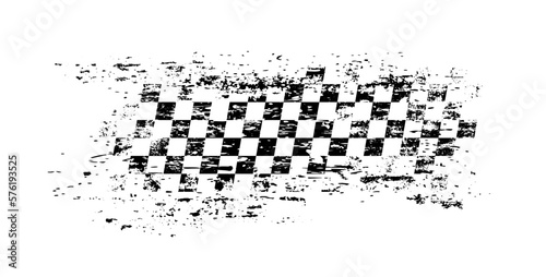 Grunge race flag, isolated banner for motocross