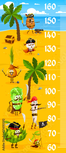Kids height chart ruler cartoon vegetable pirates
