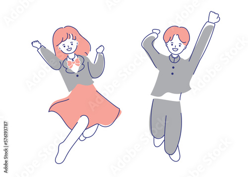 学生_男女_ジャンプ_students jumping_02