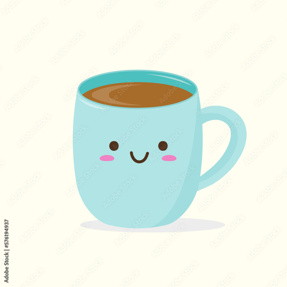 vector illustration of cute coffee cup emoji Stock Vector