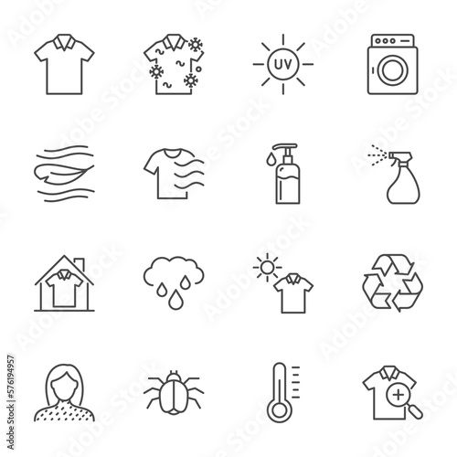 laundry icons set, simple thin line icon