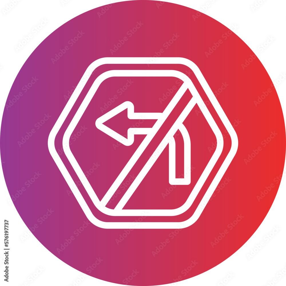 Vector Design No Left Turn Icon Style Vector Design No Left Turn Icon Style