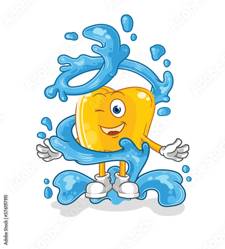 gold teeth fresh with water mascot. cartoon vector