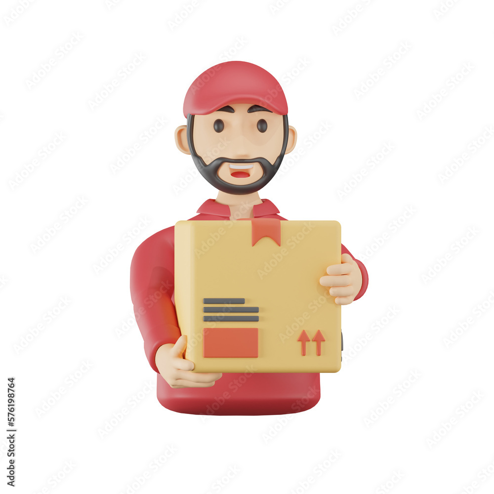Delivery Man Delivey Package 3D Illustrations Delivery Man Delivey Package 3D Illustrations