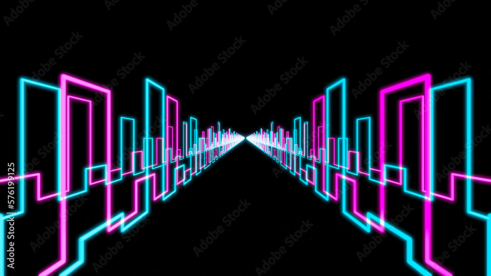 abstract modern background. glowing neon light curved lines on a black background. 3d render illustration abstract modern background. glowing neon light curved lines on a black background. 3d render illustration
