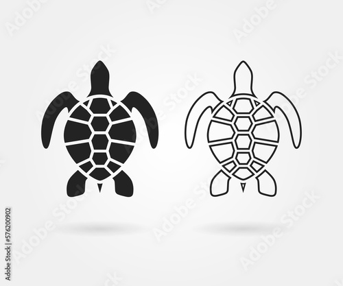 Sea turtle vector icon. Turtle glyph and line icon. Turtle outlined and solid icon vector