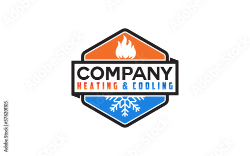 Emblem badge HVAC logo design refrigeration heating and cooling llc, air conditioning logo vintage retro style