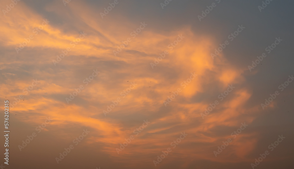 Background of colorful sky concept - Beautiful sunset sky above clouds with dramatic light