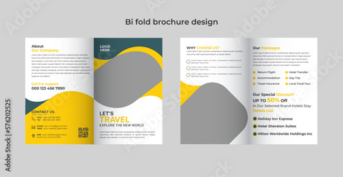 Modern travel Bi fold brochure design template	