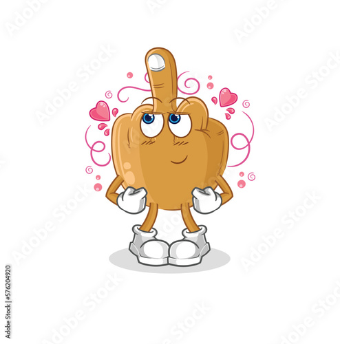 middle finger shy vector. cartoon character