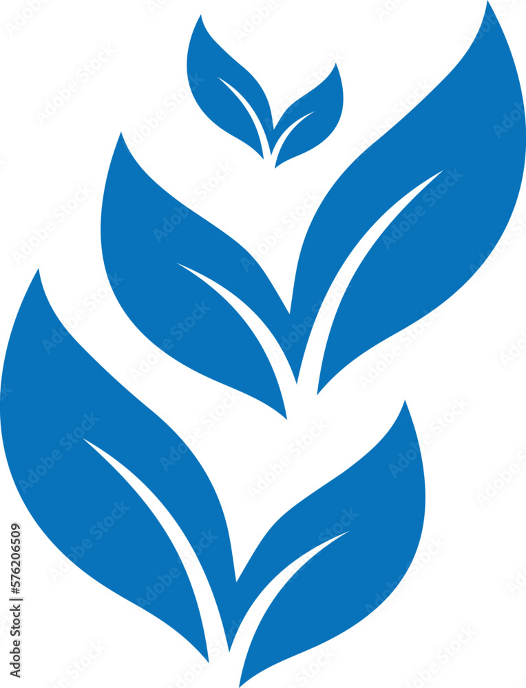 Leaf icon set, natural leaf symbol set blue vector Leaf icon set, natural leaf symbol set blue vector