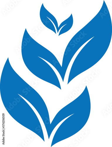 Leaf icon set, natural leaf symbol set blue vector