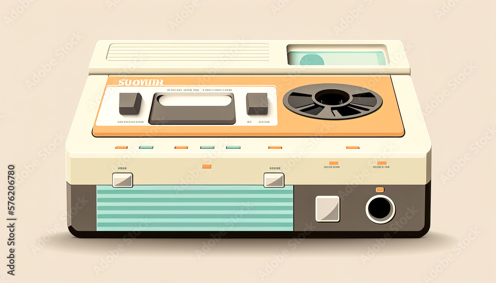 Fototapeta premium Old vintage tape recorder isolated, generative AI.