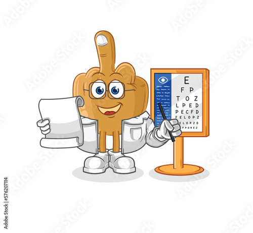 middle finger oculist cartoon. cartoon mascot vector