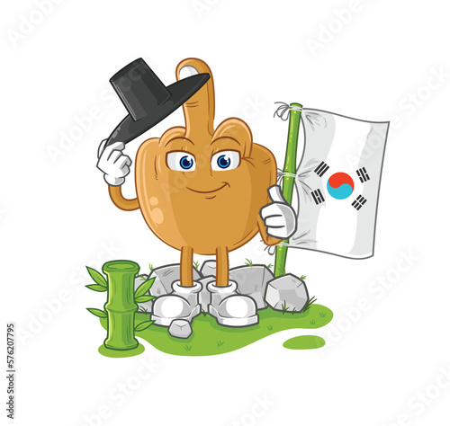 middle finger korean character. cartoon mascot vector