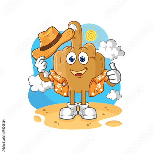 middle finger go on vacation. cartoon mascot vector