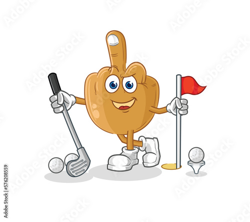 middle finger playing golf vector. cartoon character