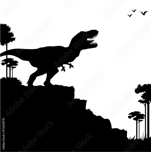 silhouette t-rex dinosaur background