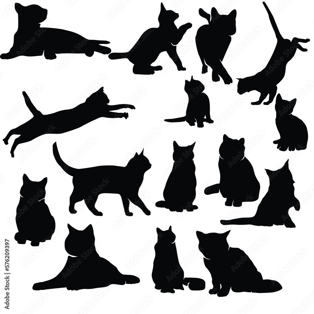 cat silhouette vector set illustration