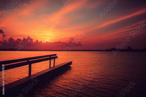 fiery sunset colorful clouds in the sky