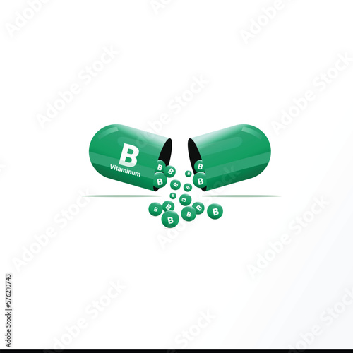 Dark green pills or capsules filled with B vitamins.