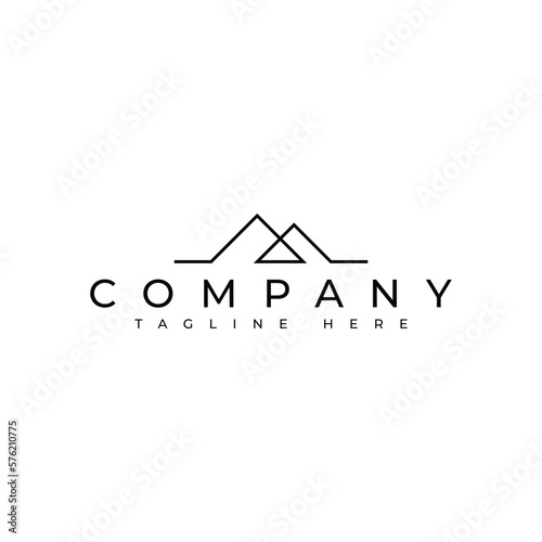abstract minimal mountain line logo design