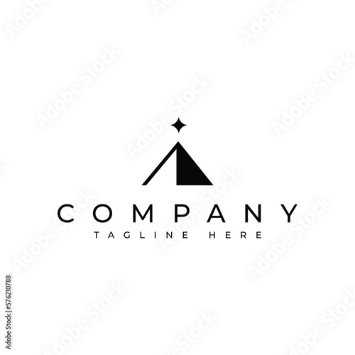 abstract minimal mountain line logo design