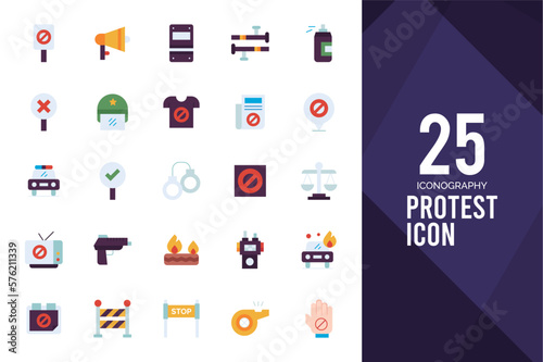 25 Protest Flat icon pack. vector illustration.
