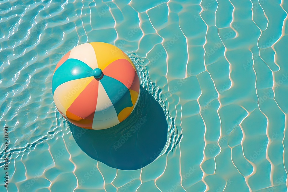 Viewing swimming pool and beach ball. Photo generative AI
