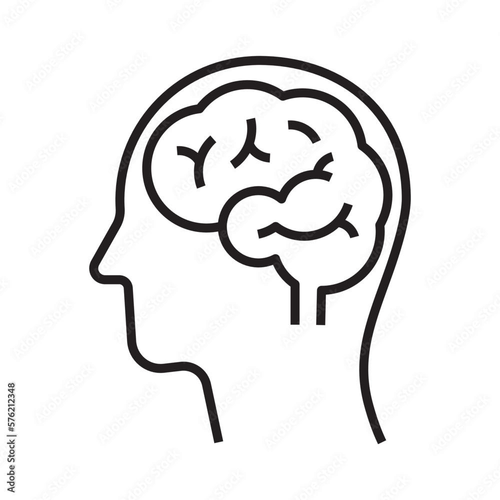 simple icon human brain, black thin line on a white background. simple icon human brain, black thin line on a white background.