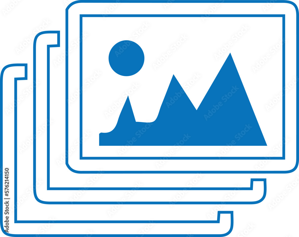 Set of photo series icon, media files icon blue vector Set of photo series icon, media files icon blue vector