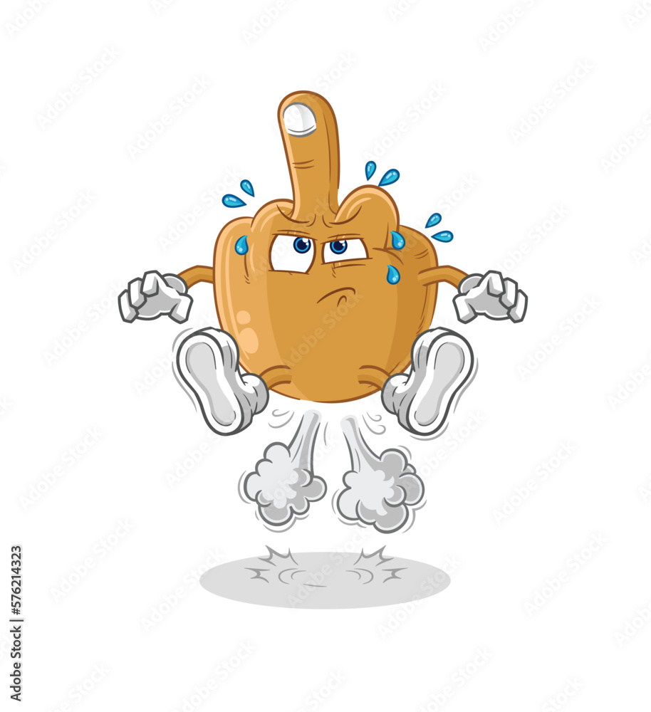 middle finger fart jumping illustration. character vector