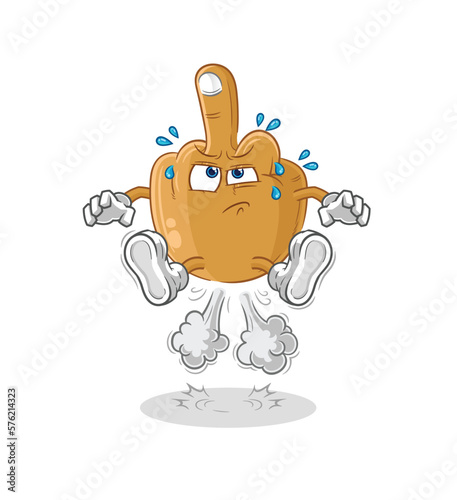 middle finger fart jumping illustration. character vector