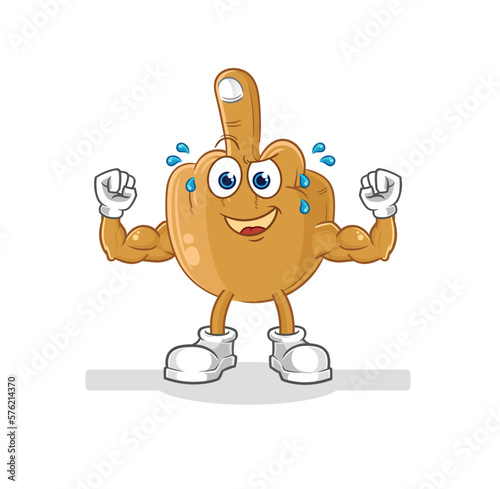 middle finger muscular cartoon. cartoon mascot vector