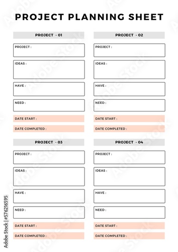 Minimalist planner pages templates. Printable Life & Business Planner Set. Life and business planner. project planning sheet 