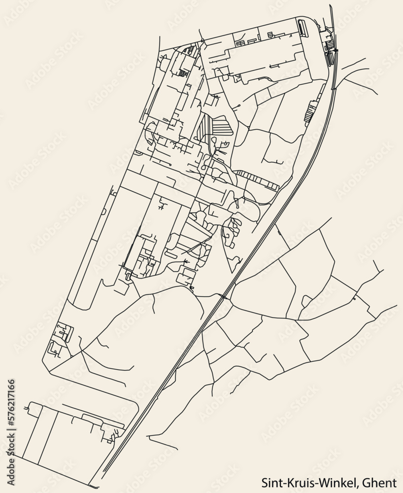 Detailed hand-drawn navigational urban street roads map of the SINT-KRUIS-WINKEL MUNICIPALITY of the Belgian city of GHENT, Belgium with vivid road lines and name tag on solid background Detailed hand-drawn navigational urban street roads map of the SINT-KRUIS-WINKEL MUNICIPALITY of the Belgian city of GHENT, Belgium with vivid road lines and name tag on solid background