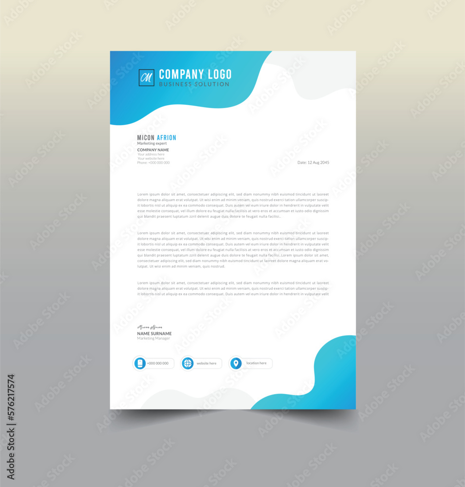 Modern vector letterhead   design template for your business and corporate project, set to print.