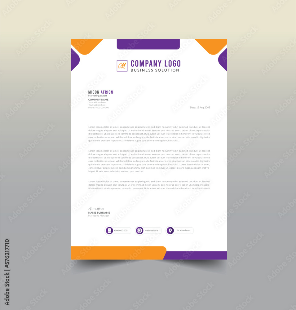 Modern business letterhead in abstract design of your corporate project set to print with vector & illustration.