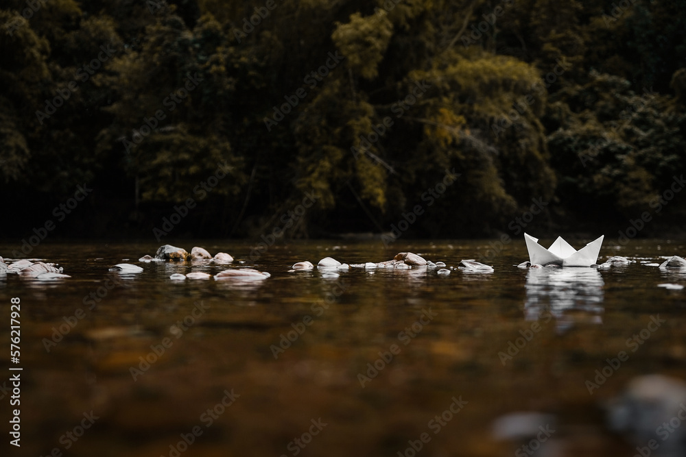 paper boat on the lake paper boat on the lake