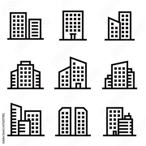 set of building icons  such as city  apartment  condominium  town