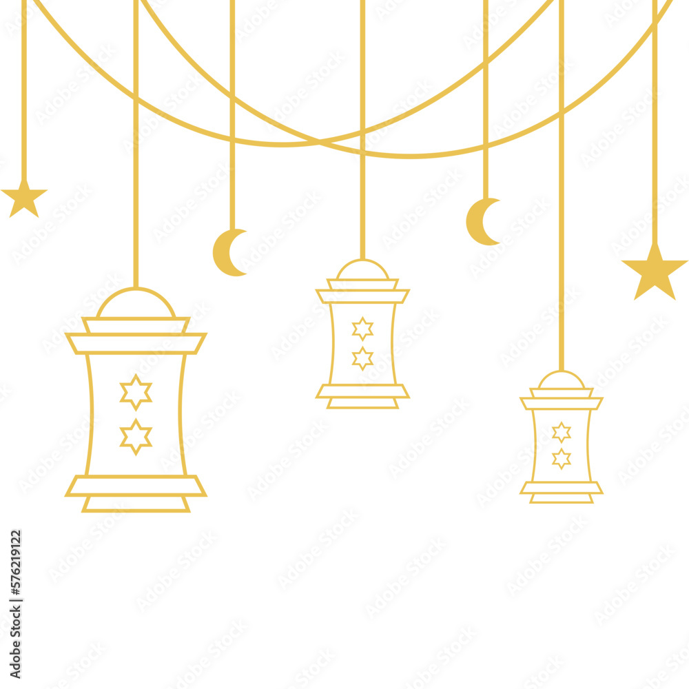 Obraz premium Islamic Lantern Corner Outline
