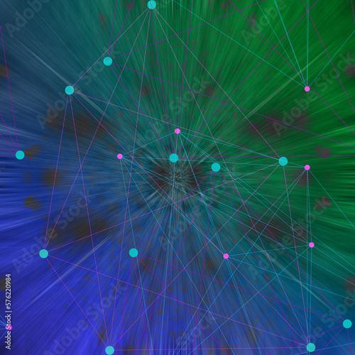 Abstract node network background image.