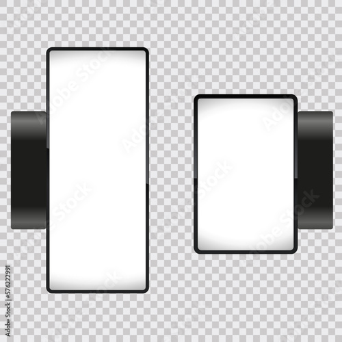 Set of Two billboards, an light box mock-up for ads design on transparency background, 2 billboards use as advertising sign vector illustration